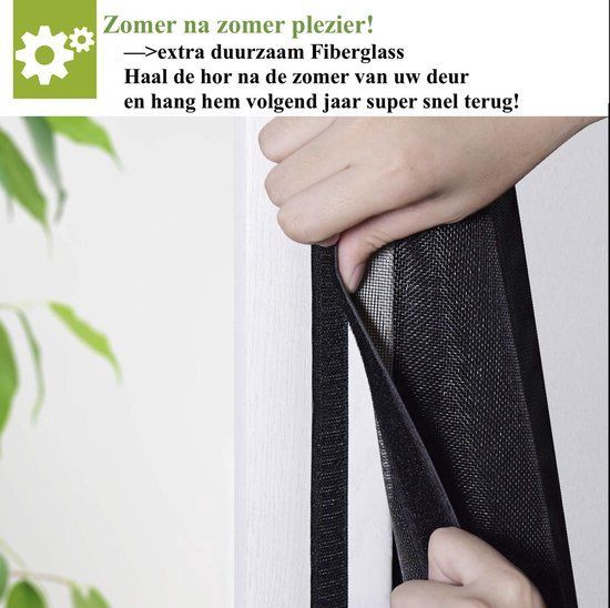 Magnetic Fly Curtain, Fiberglass Door Screen, Door Curtain, 210 x 91 cm, Black, with Energy-Efficient LED Illumination โ image 2