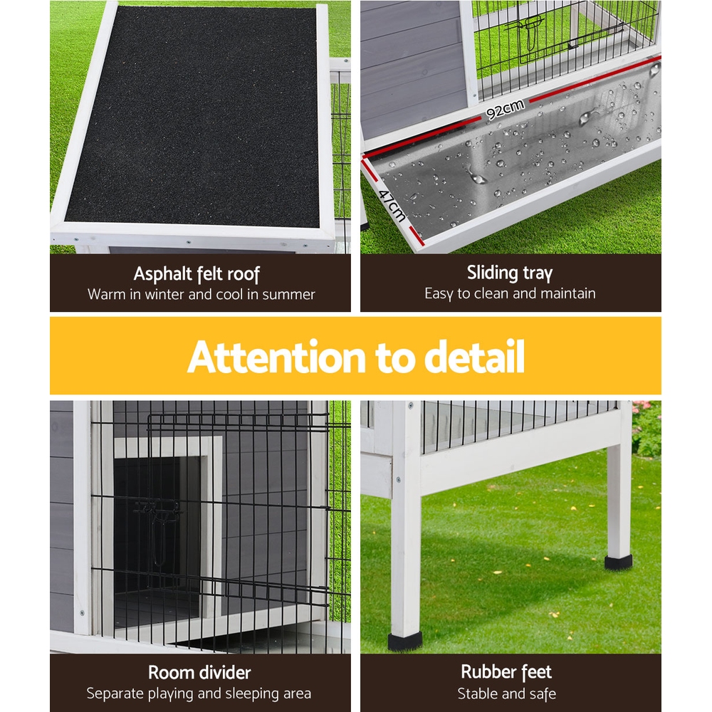 i.Pet Rabbit Hutch Chicken Coop 97cm x 49cm x 86cm Chicken Coop Large Run Wooden Outdoor Cage House — image 6