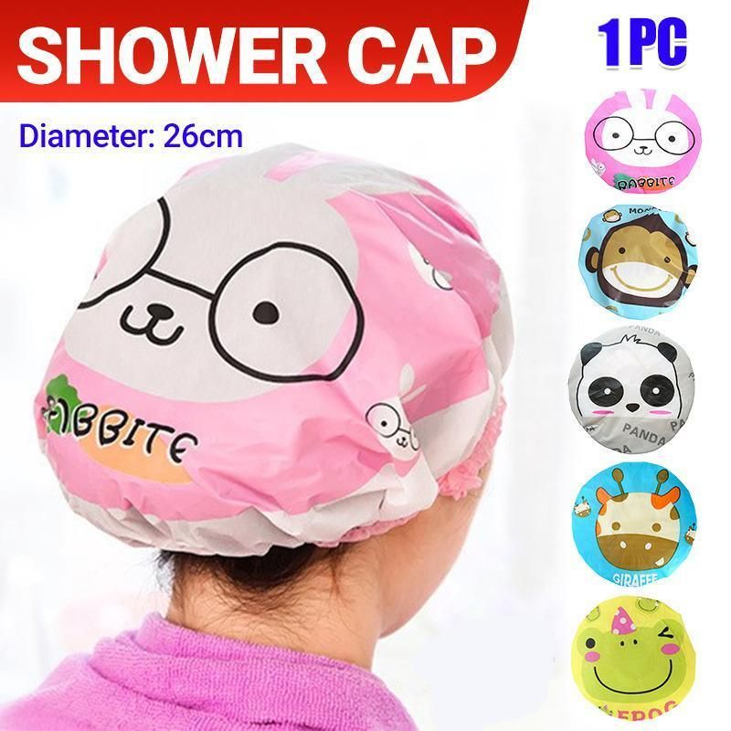 Reusable Women Girls Hair Wrap Waterproof Shower Bath Shower Cap Hat - Panda โ image 2