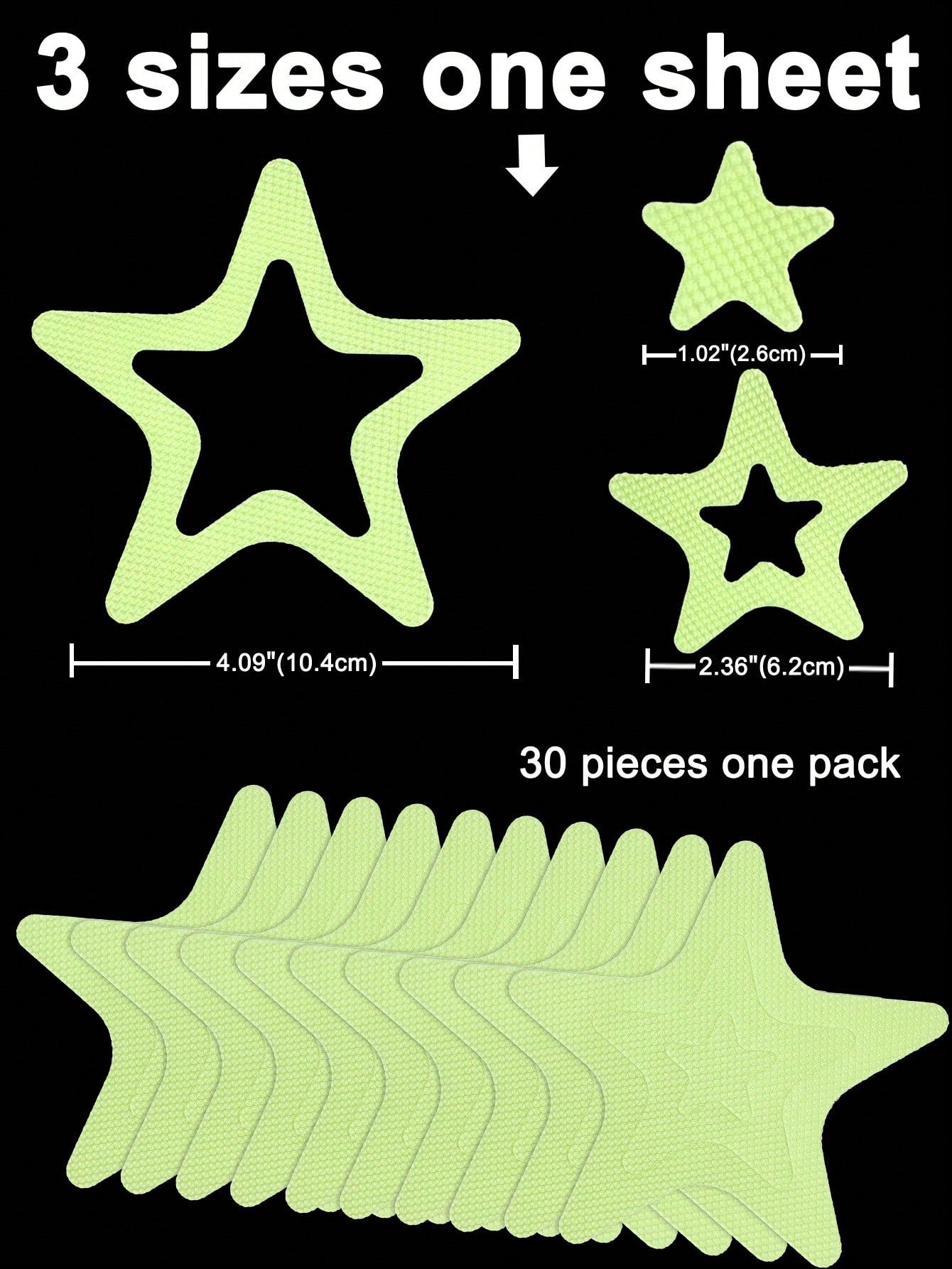 20Pcs Glow in The Dark Asymmetrical Pentagram Anti-Slip Stickers – Indoor Floor Anti-Slip Decals, Bathtub Decorative Stickers — image 4