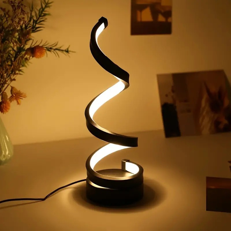 Modern Spiral LED Table Lamp - Dimmable, 3 Light Modes(black) — image 2