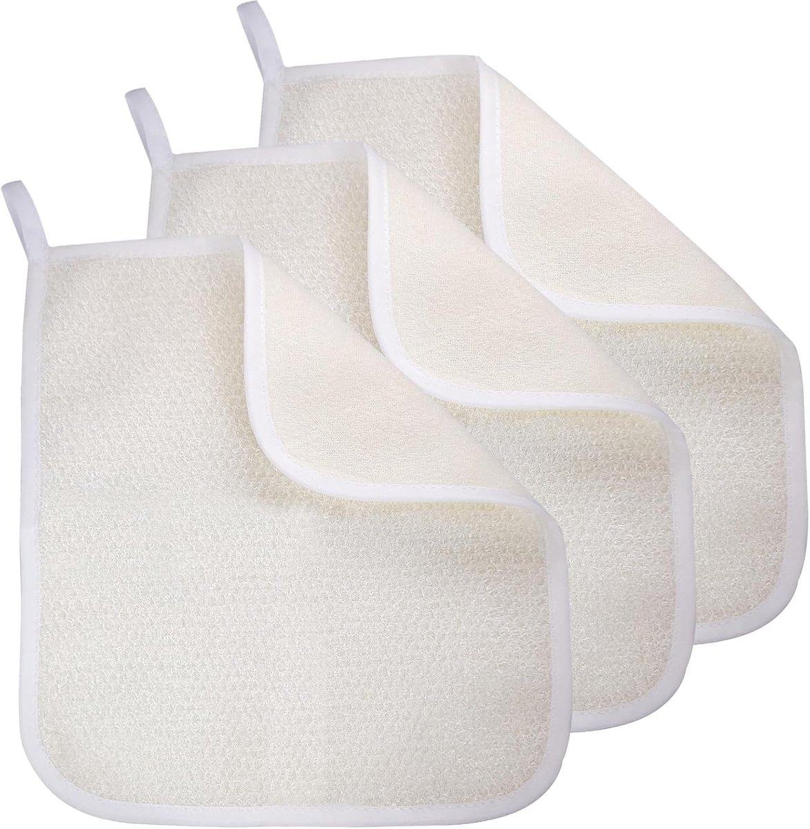3-Piece - Exfoliating Towel for Body and Face - Bath Towel - Double-Sided Exfoliating Bath Towel - Facial Washcloth - Nylon - Scrub Towel