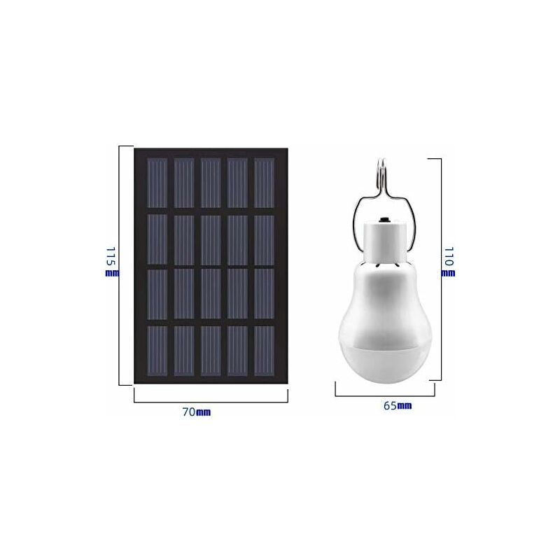 Portable Solar Light LED Bulb Solar Powered With Solar Panel For Garden, Patio, Indoor, Outdoor, Hiking, Camping, Tent โ image 2