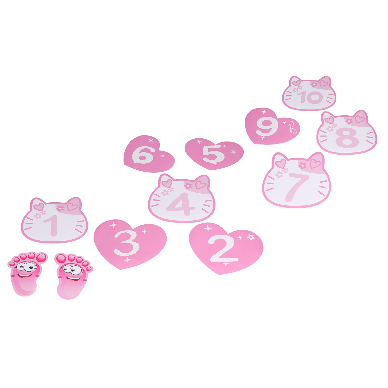 Removable 10 Number Hopscotch Stickers Children Room Floor Decoration Pink Cartoon Number Hopscotch Footprints Stickers โ image 5