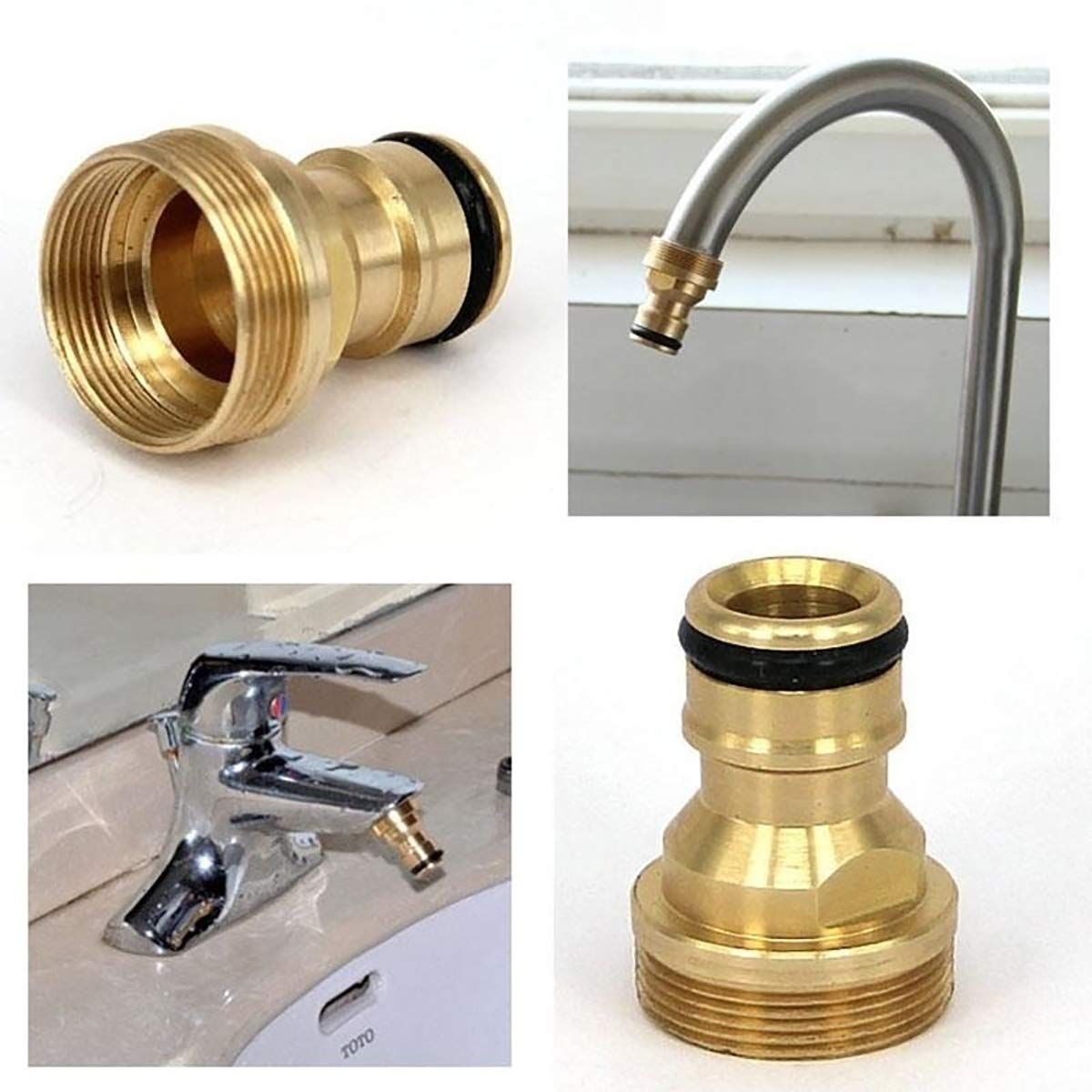 Female Thread to M22 Male Thread Stainless Steel Brass Nipple Joint Connection Joint Adapter Pipe Fitting,Yellow — image 3