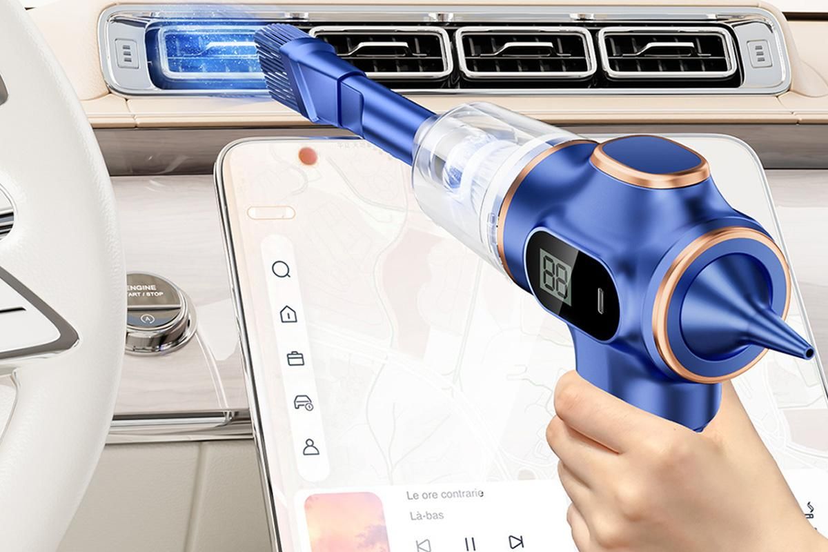 Car Vacuum Portable Cordless 2 in 1 Vacuum Cleaner Air Duster Handheld Vacuum Cordless with 3000mAh Battery - Blue โ image 4