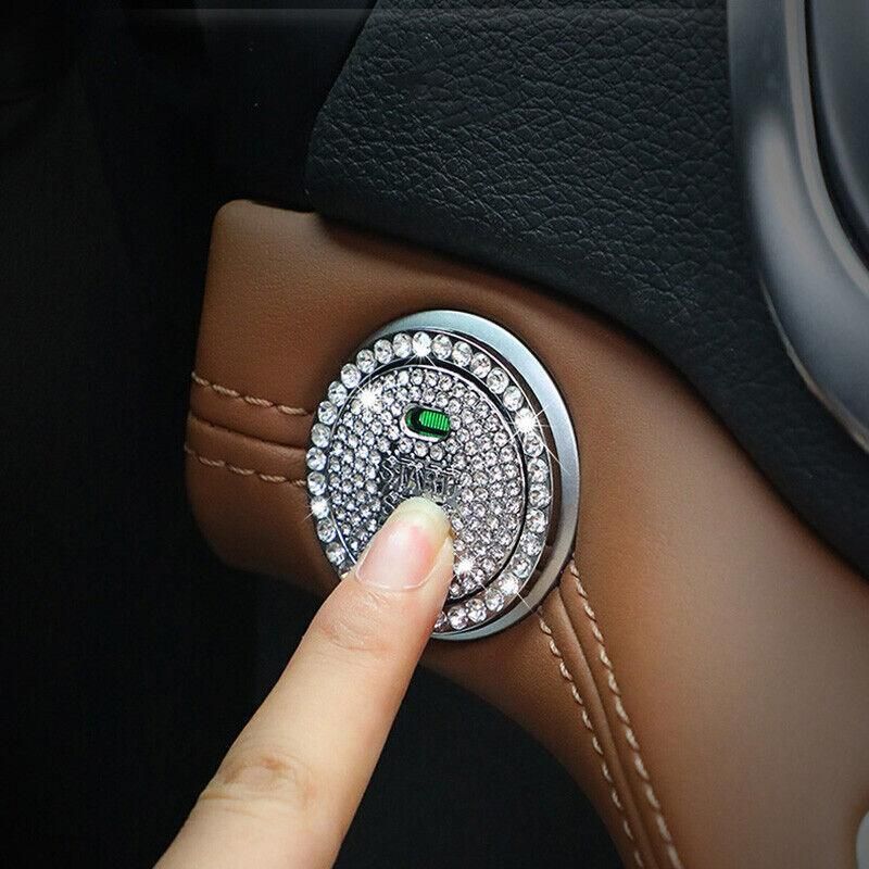 Bling Crystal Ring For Car One Key Engine Start Stop Decoration Button - Blue โ image 3