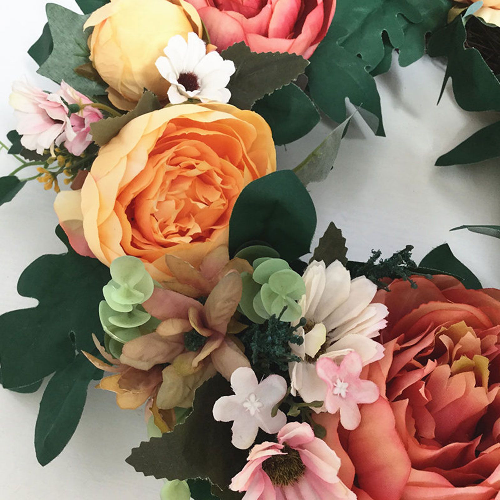 Front Door Wreath 16.5in Diameter Artificial Flowers Bright Colors Wall Floral Wreath for Decoration — image 3