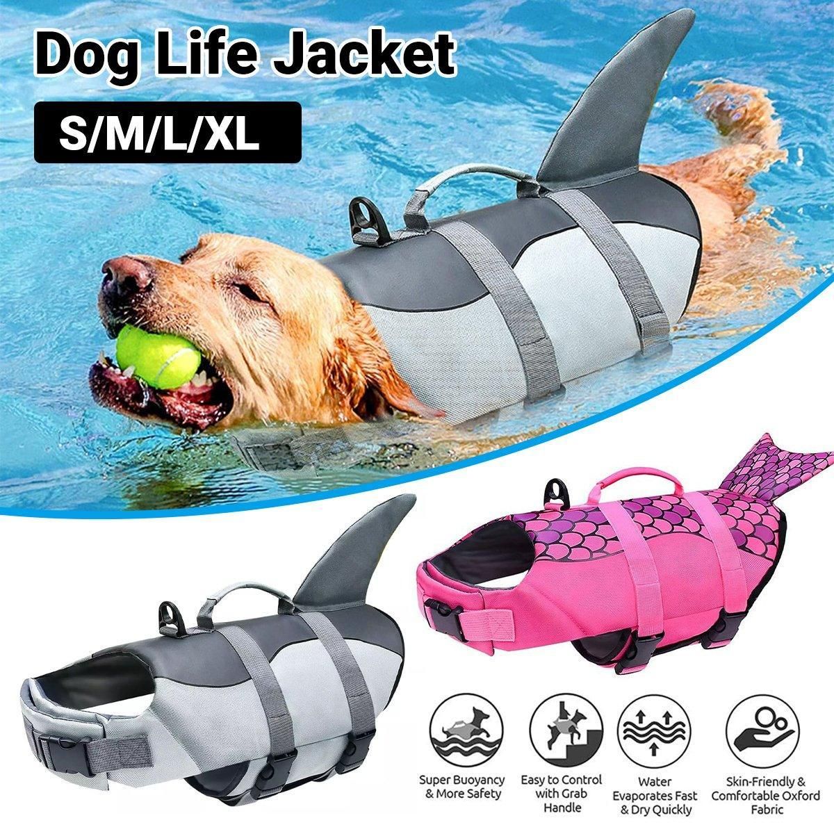 Pet Life Jacket Dog Swim Vest Outdoor Water Gear for Summer Swimming Activities - Grey L — image 2