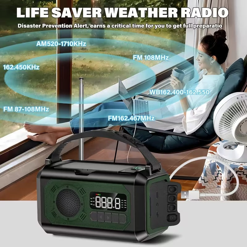12000mAh Emergency Radio Solar Hand Crank Charger — image 4