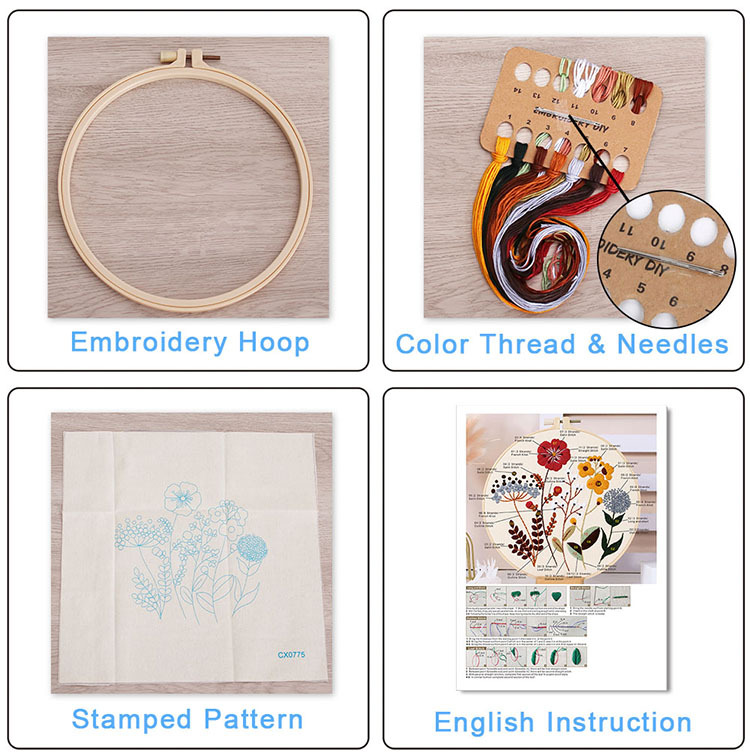 Christmas Embroidery DIY Kit with 20CM Faux Bamboo Hoop - Nordic Style Cross Stitch Material Pack (Style 5) โ image 2