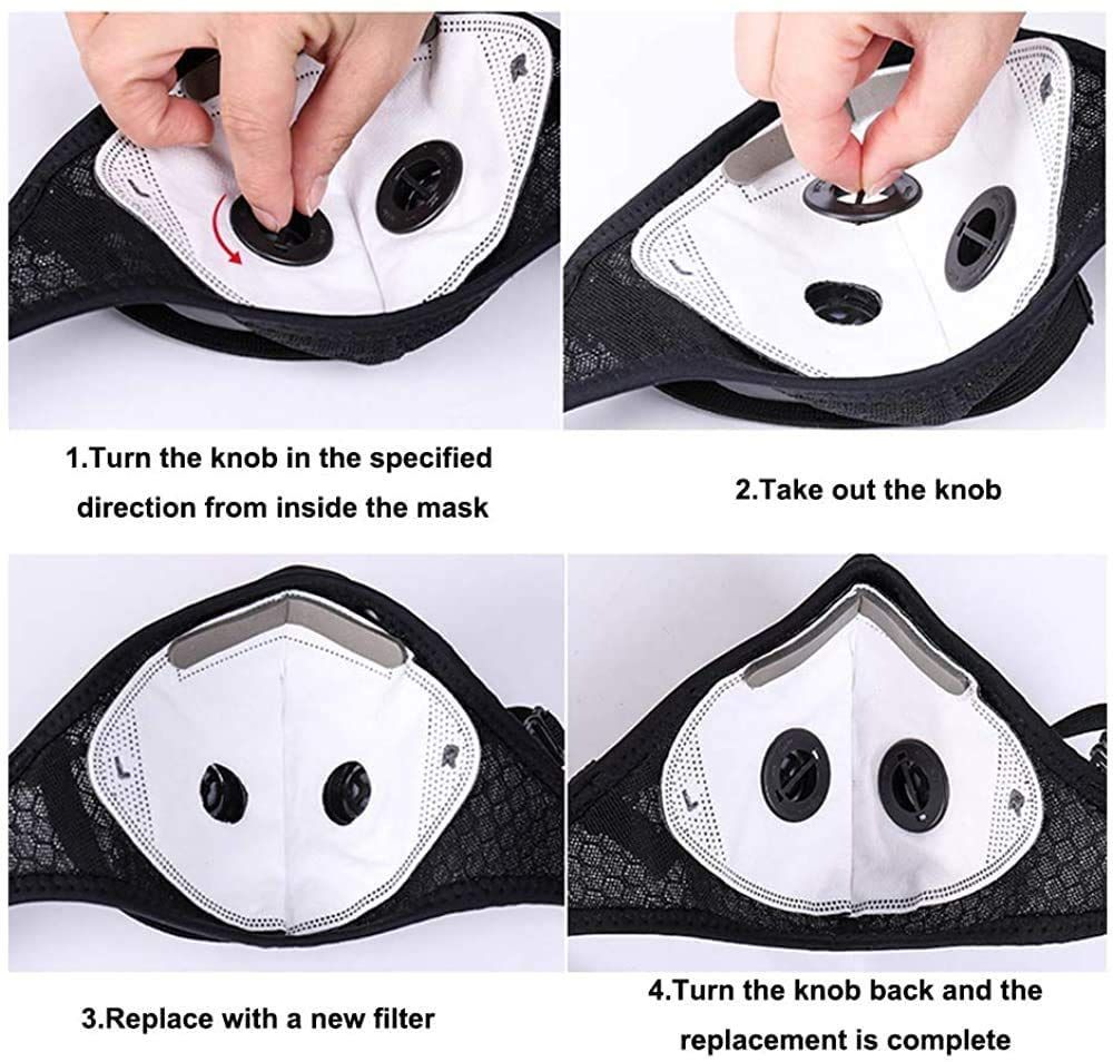 4 Pack Unisex Adjustable Reusable Washable Dust Protect Mouth Cover with 8Carbon Filters and 8 Breathing Valves for Bicycle Running Riding Cycling Outdoor โ image 3