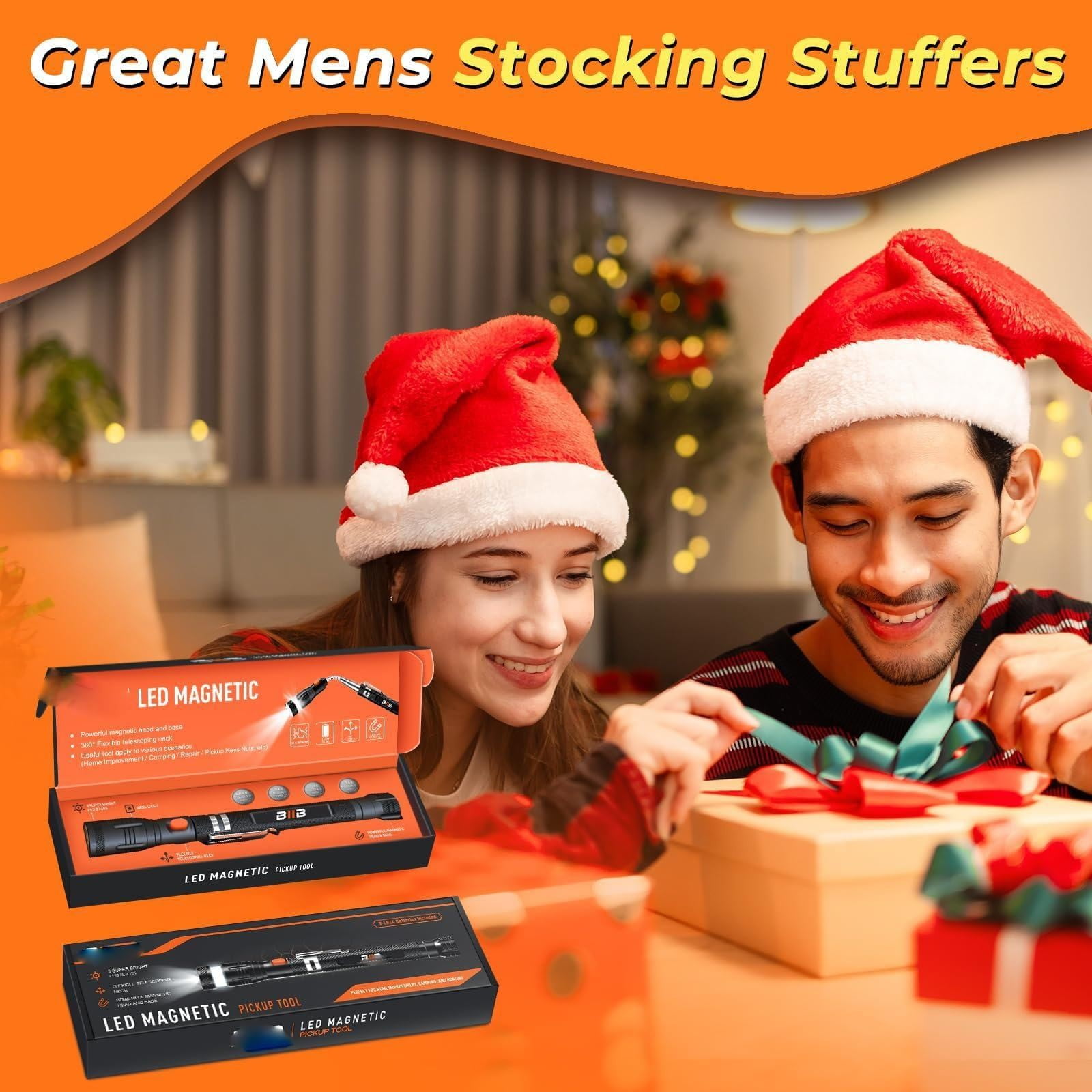 1 Piece Magnetic Pickup Tool, Gifts for Men, Telescoping Magnet Flashlight, Gifts Idea & Stocking Stuffers for Men, Black, 59.9 cm โ image 4