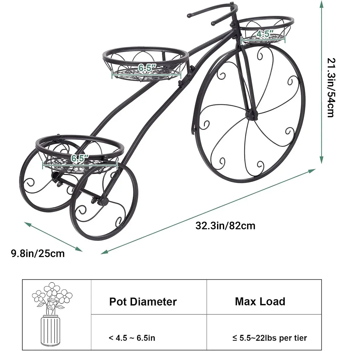European Style Multi Layer Iron Bicycle Basket Flower Rack Outdoor Garden Decor β image 3