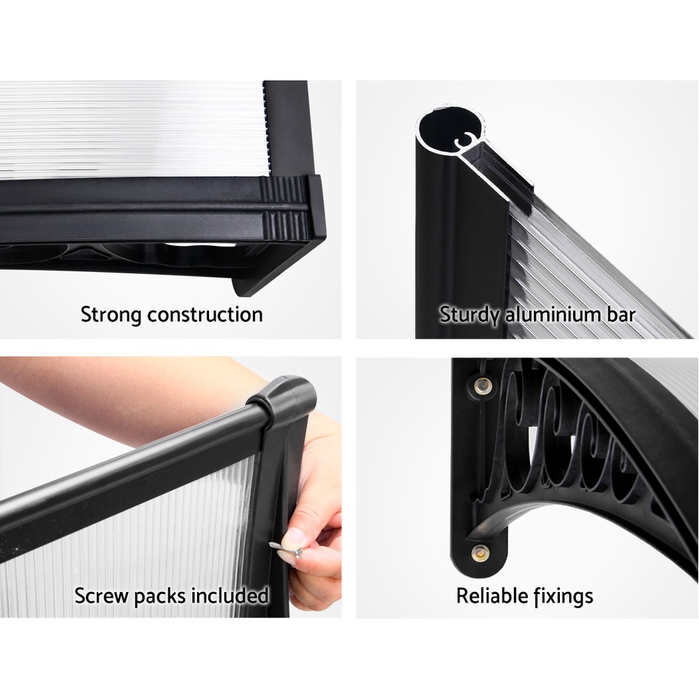 Instahut Window Door Awning 1mx1.5m Transparent โ image 6