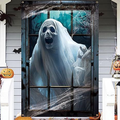 Halloween Scary Ghost Door Cover Decorations Indoor, 3D Door Cover for Halloween Decorations, Scary Home Party Supplies Front Room Decor - Multi-color — image 5