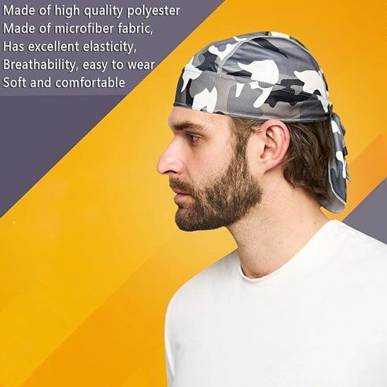 4 Pieces Camouflage Bandana Cycling Caps, UV Protective Under Helmet Headscarves for Men and Women, Cycling and Outdoor Use, Green — image 4