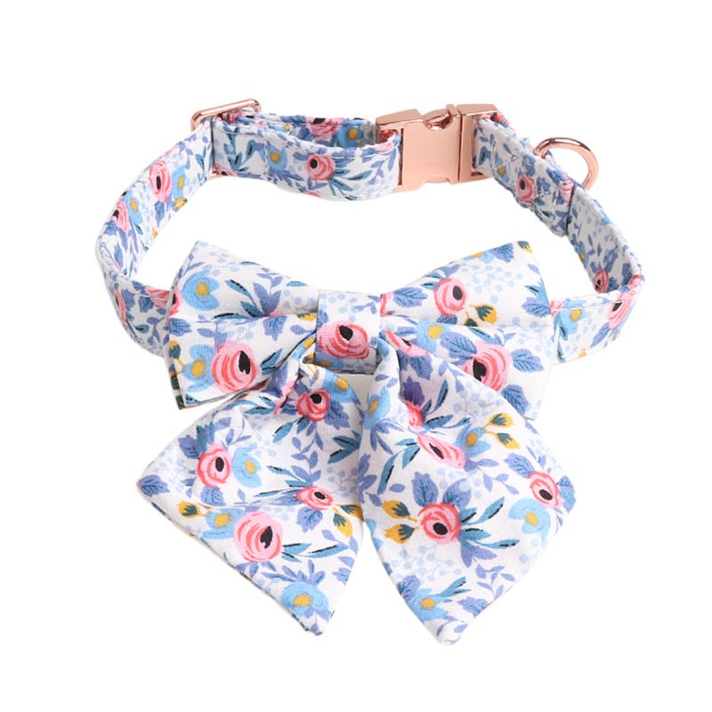 2pcs Pet Collar Dog Collar with Bow Tie and Flower Kitten Collar Breakaway Cat Bowknot Collar Small Puppy Collar Pet Bow Tie — image 3
