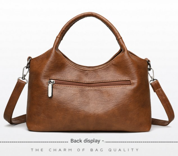 Grey Retro Soft PU Leather Handbag for Women - Trendy Large Capacity Daily Crossbody Bag with Detachable Shoulder Strap — image 2