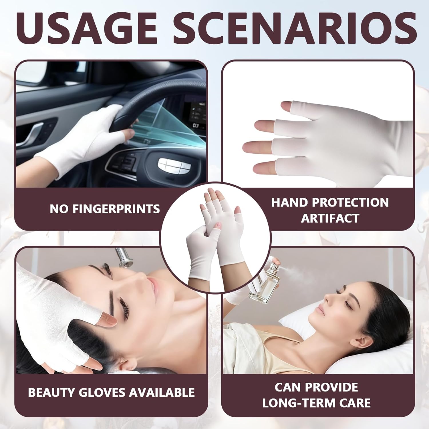 6 Pairs White Cotton Gloves - Fingerless Moisturizing Gloves - Eczema White Gloves for Dry Hands - Soft Sleep Glove for Eczema and Moisturizing Overnight - One โ image 4
