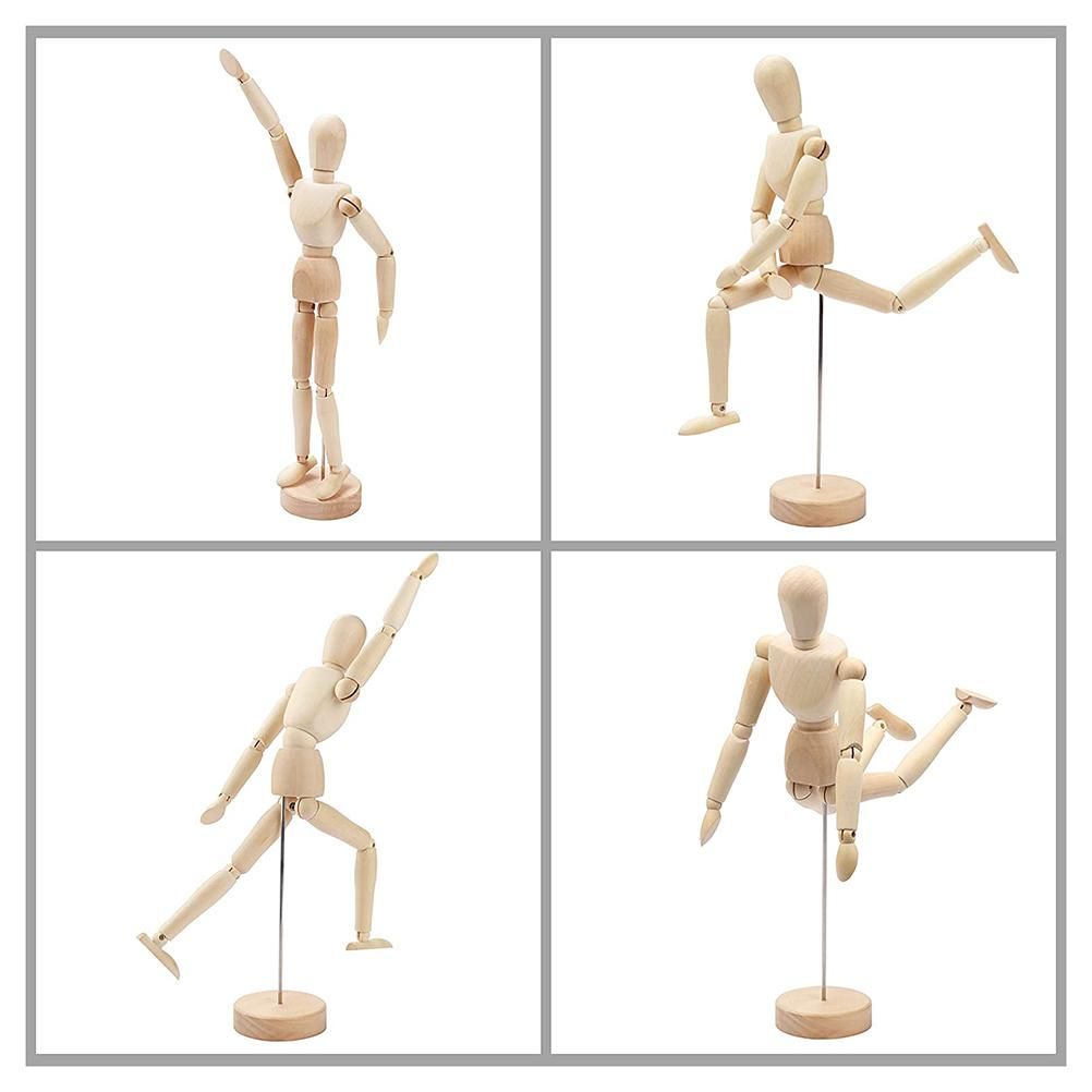 Drawing Mannequin Wooden Human Mannequin for Drawing and Painting 13cm Artistic Mannequin with Base and Flexible Body — image 2