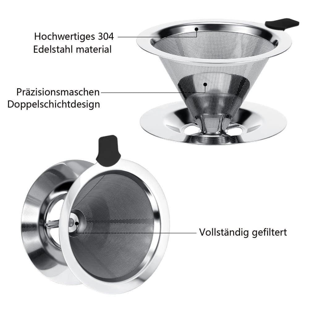 Stainless steel reusable coffee filter, easy to clean and durable, environmentally friendly for brewed coffee, 11.5CM — image 3