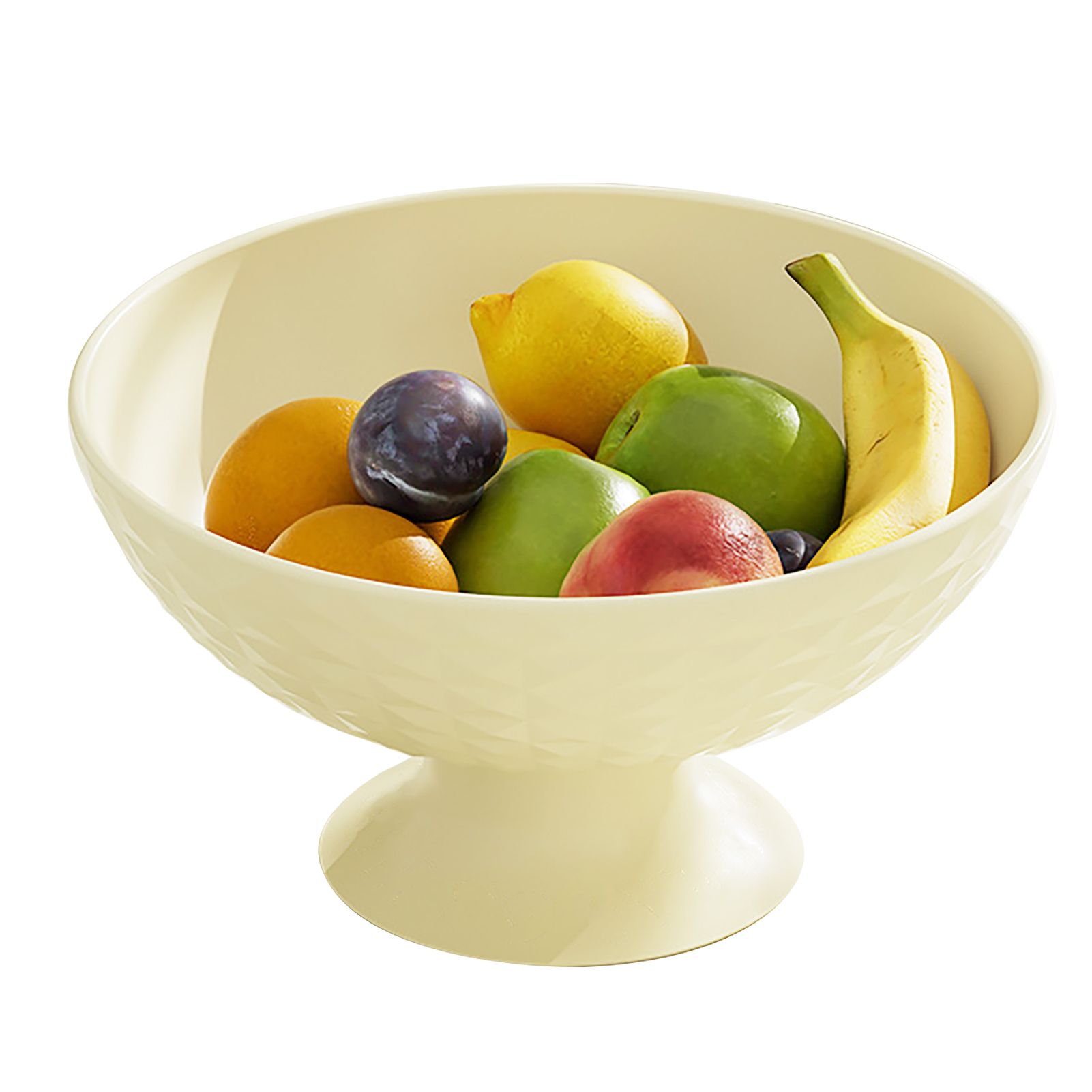 Fruit Tray Plate Holder Plastic Footed Snacks Vegetables Fruits Basket Bowl for Kitchen Counter Dining Room Tables Cream White — image 4