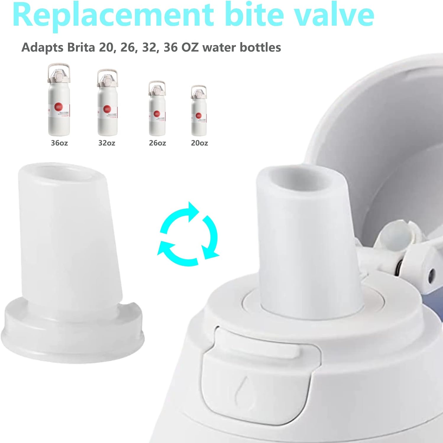 Bite Valve Replacement for Brita Water Bottle, 2 Pack, Silicone, BPA-Free, 1 Liter, Sports, Travel — image 2