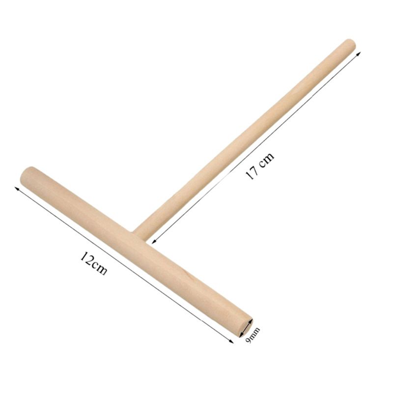 Natural Wooden T-Shaped Tool for Crepes Wooden Crepe Maker Pancake Maker Tool DIY Pasting Wooden Tools