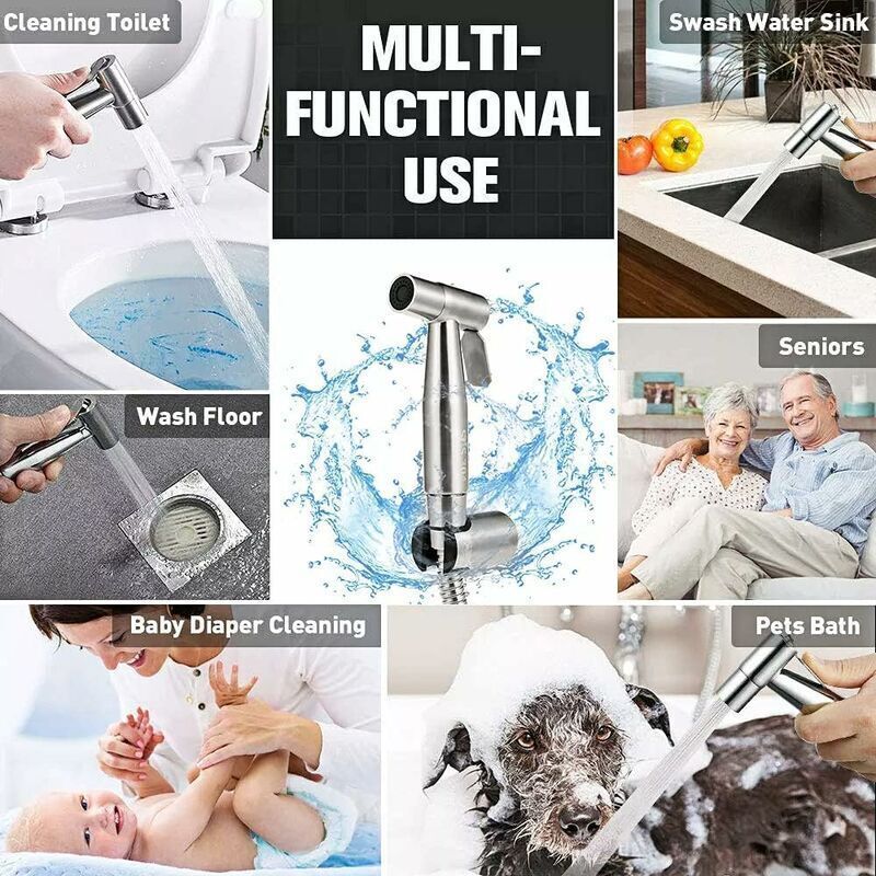Shower Bidet for WC Stainless Steel Diaper Sprayer Bidet for Personal Hygiene Bathroom WC Silver — image 2