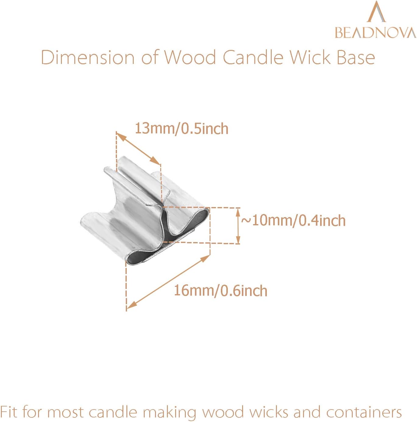 Wood Candle Wick Clips 50pcs Wood Wick Base Sustainer Tabs for Candle Making and DIY (16mm/ 0.6 inch) โ image 2