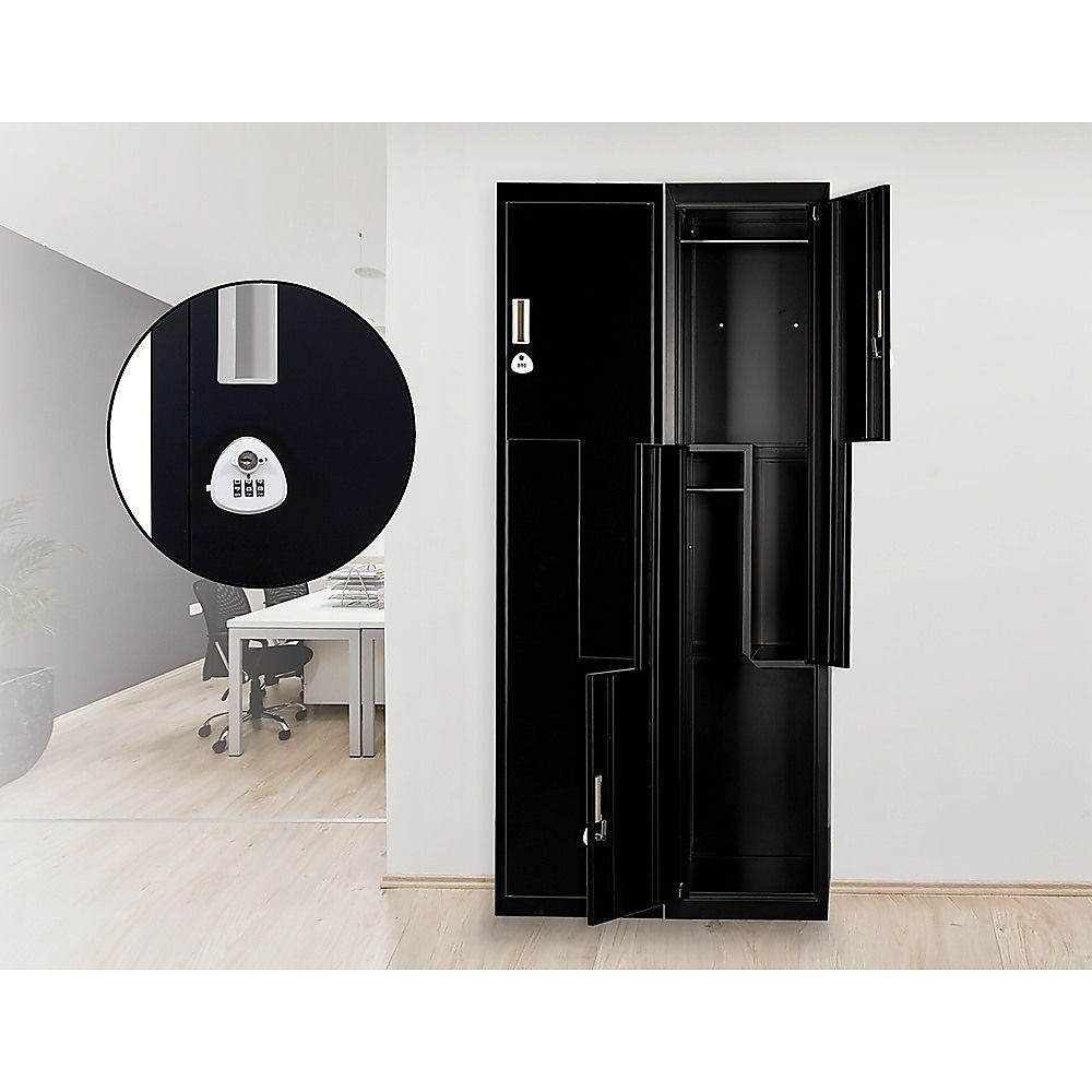 Black Two-Door L-shaped Office Gym Shed Storage Lockers — image 3