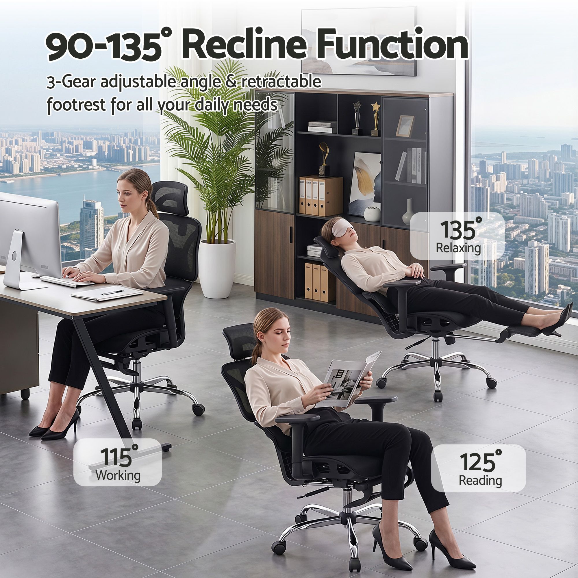 Artiss Ergonomic Office Chair Footrest Black โ image 5