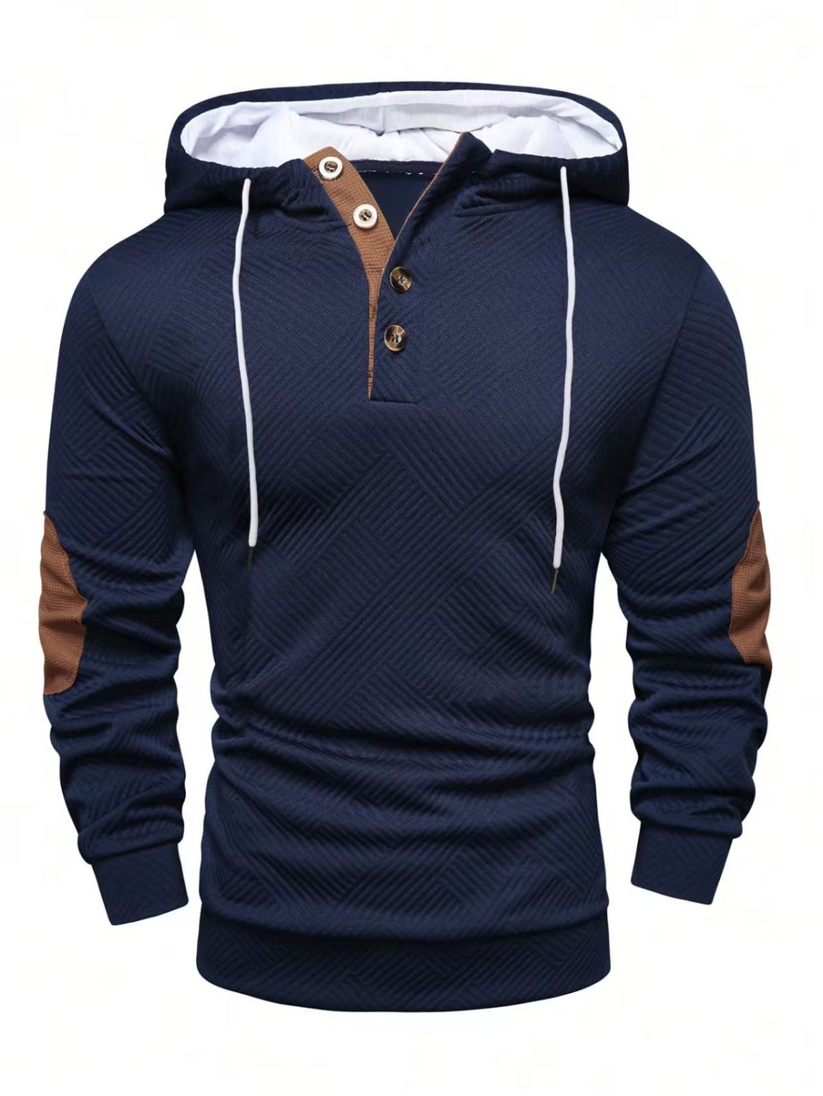 Men'S Casual Hoodie Color Block Sweatshirt Pullover Hoodie Australian - Khaki - Size 2XL(AU 2XL/EU54) โ image 4