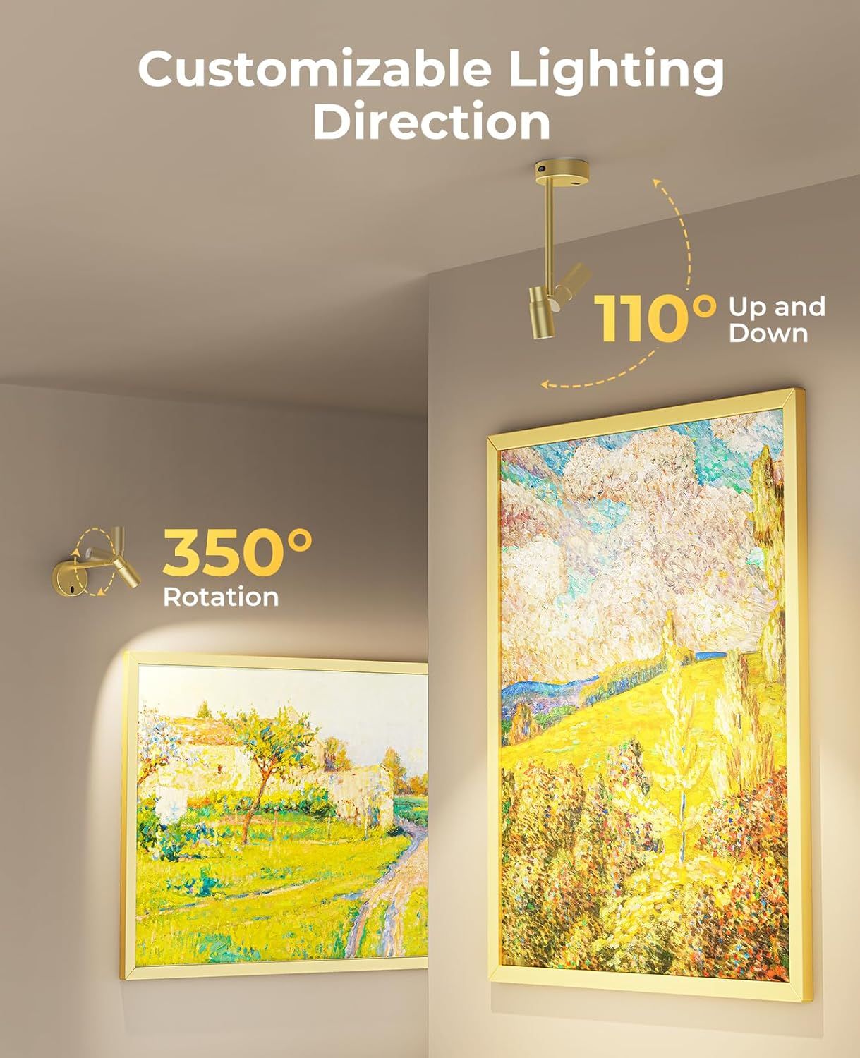 Picture Light for Wall, Battery Operated Art Light for Paintings CCT Dimmable Spotlight for Wall Art Wall Light with Remote Control for Living Room Gallery — image 5