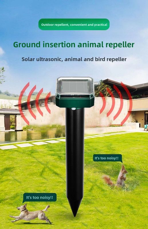 Solar-Powered Sonic Snake and Rodent Repeller Ground Stake - Outdoor Waterproof Ground Vibration Pest Deterrent Device - Ultrasonic Control for Moles, Voles — image 2