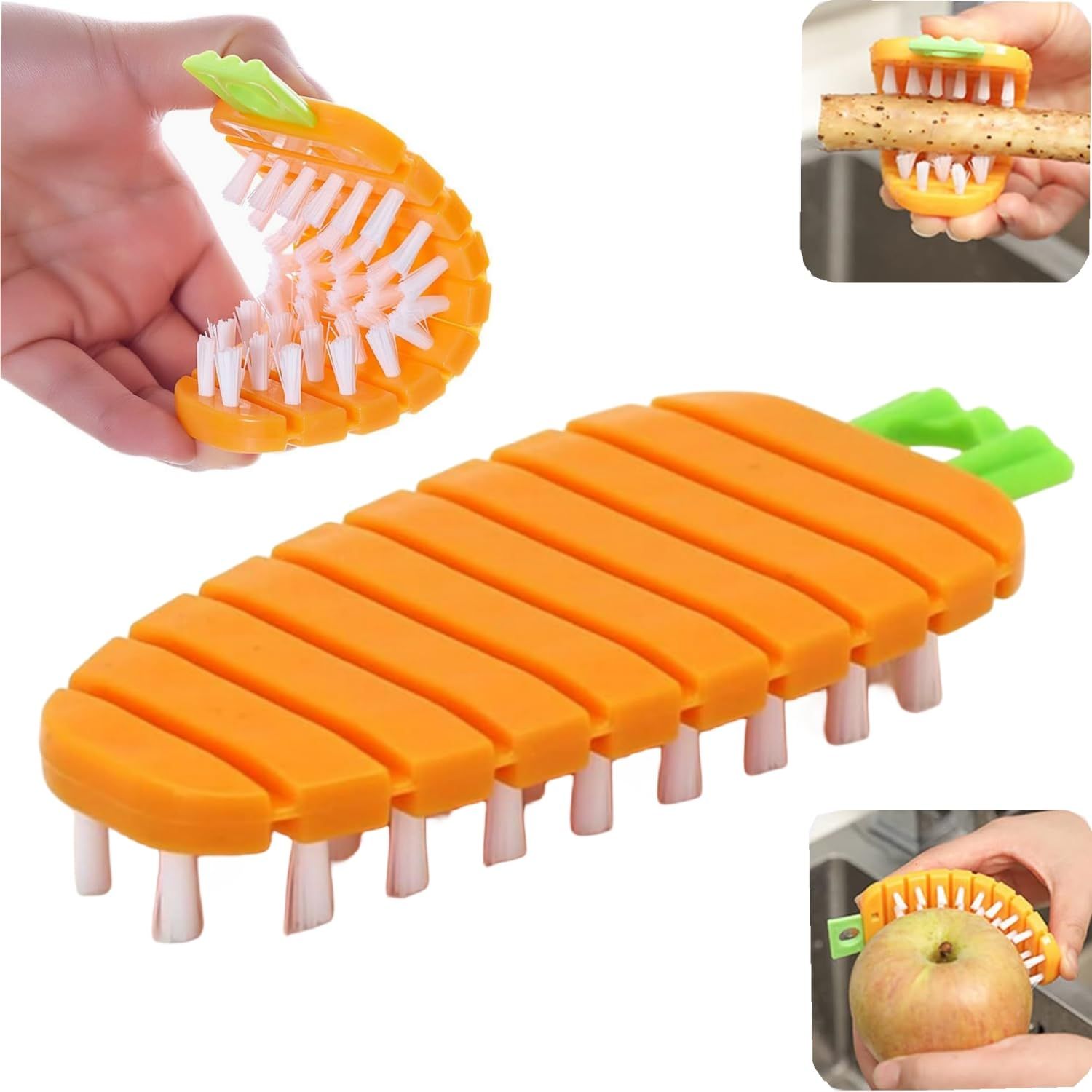 2Pcs Vegetable Brush, Multiple Segments are Bendable Fruit Vegetable Cleaning Brush for All Kinds Fruits Vegetables, Carrots