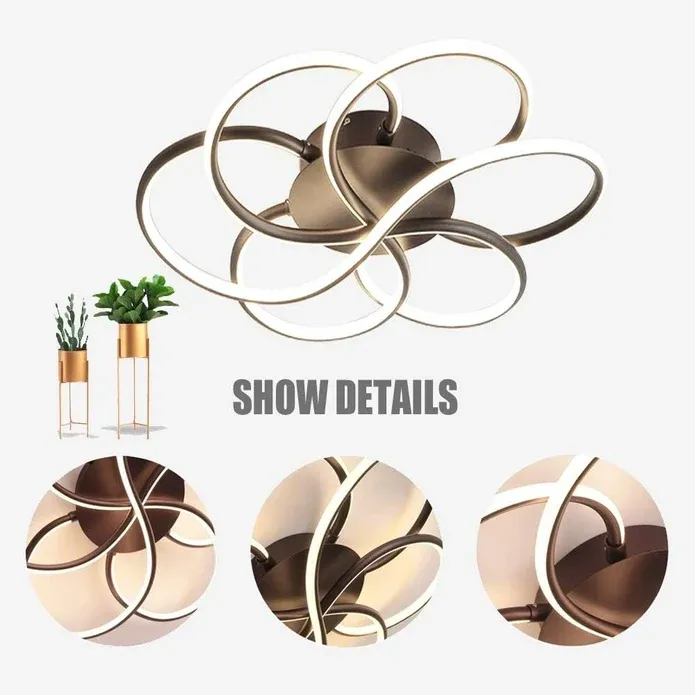 BAMDECOR AD2585 Black Creative Flower Shape Design Ceiling Lamp Acrylic Flush Mount Chandelier — image 3