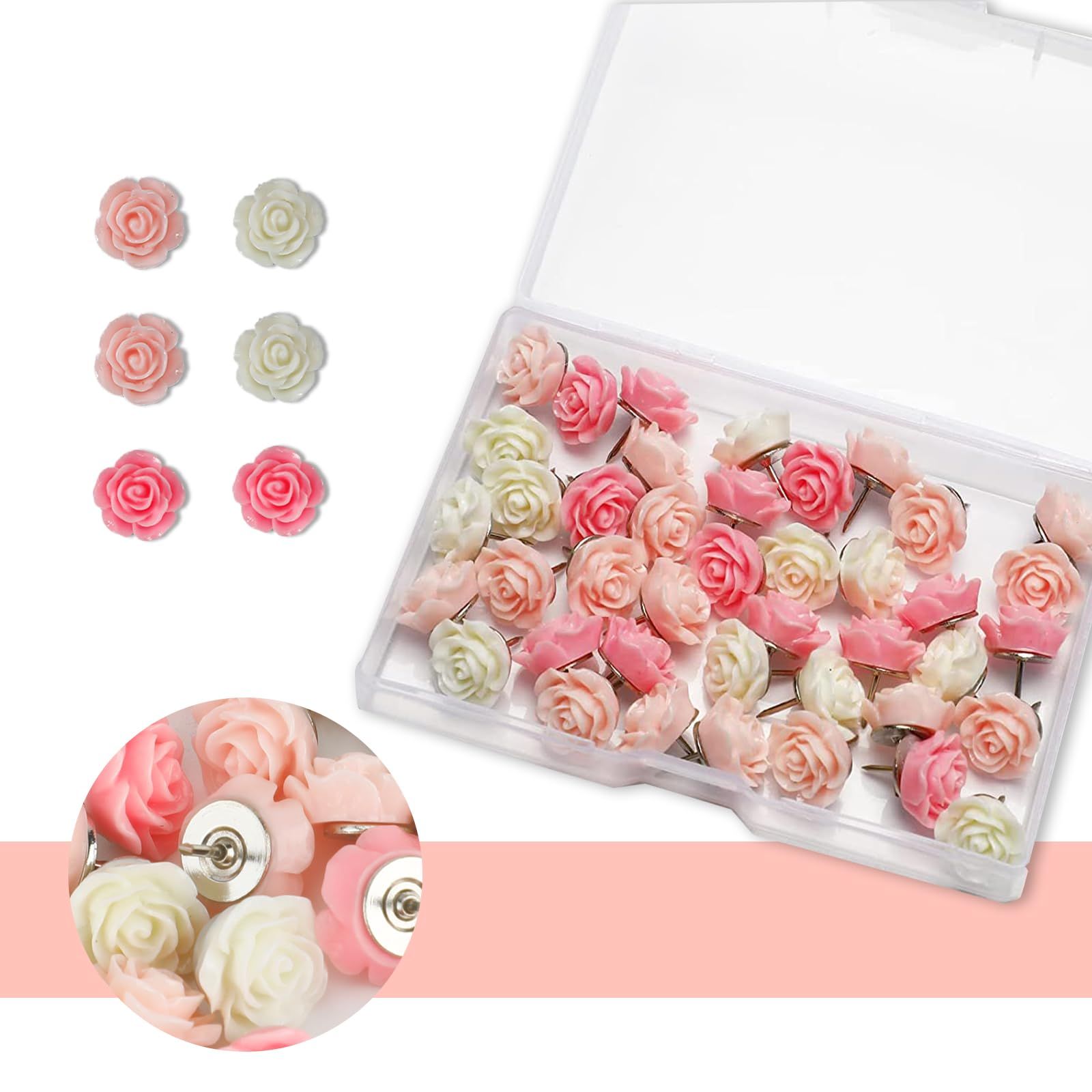 Push Pins for Cork Board - Cuttte 120pcs Decorative Push Pins with Case, Cute Thumb Tacks and Pushpins for Bulletin Board, 3 Colors Flower Pushpins