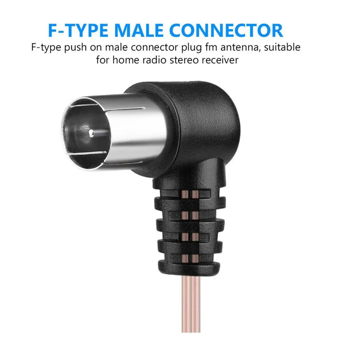 2m F-Type FM Antenna 75 Ohm Male Plug For Home Radio Stereo Signal Receiver Use — image 6