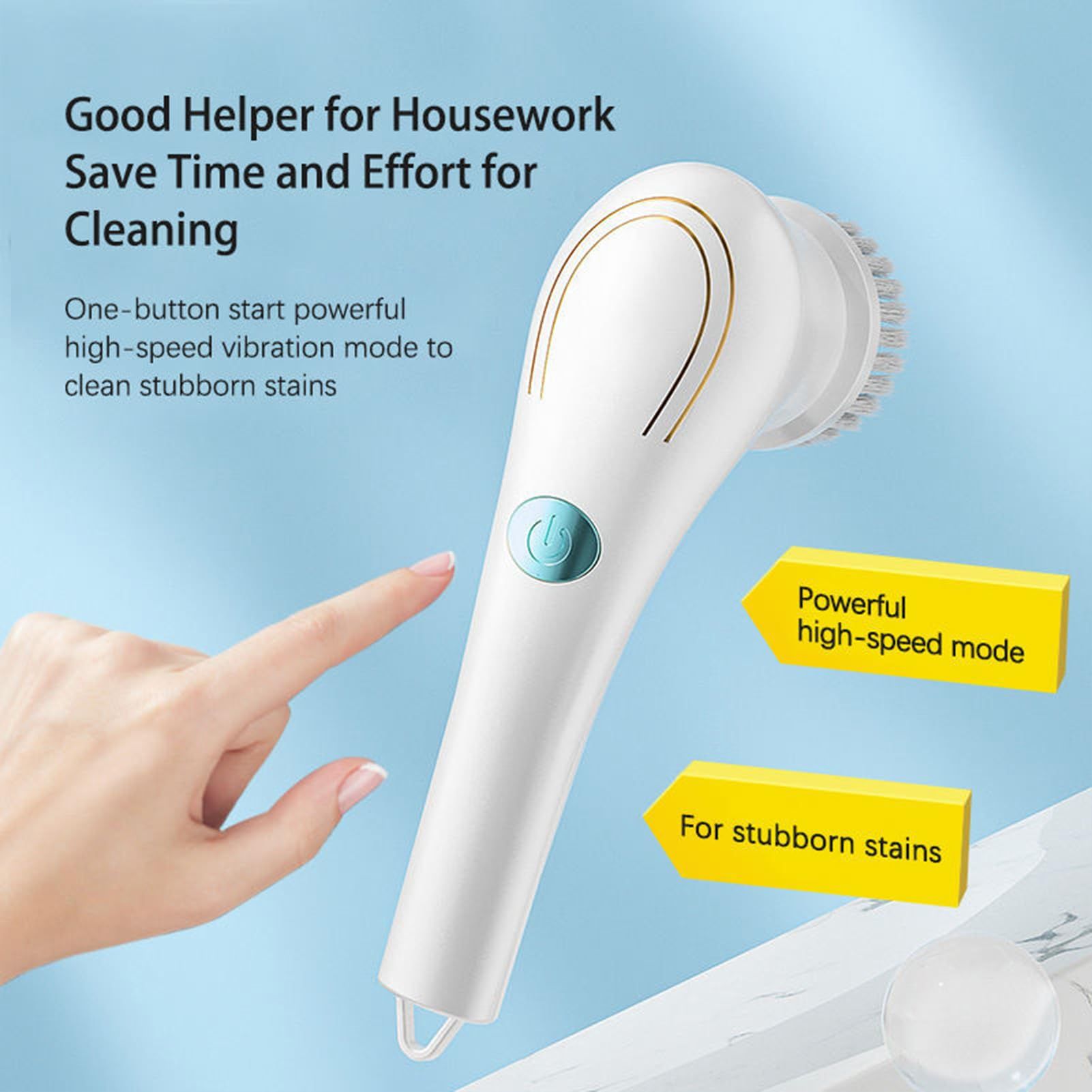Electric Spin Scrubber, Handheld Cordless Rechargeable Electric Cleaning Brush with 5 Replaceable Heads,Power Cleaning Brush for Kitchen, Dish, Floor — image 4