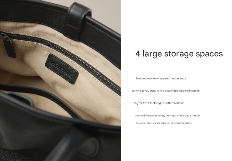 Black Women's Vegetable Tanned Leather Bucket Bag Minimalist Crossbody Handbag with Inner Canvas Pouch for Work Daily Use โ image 2