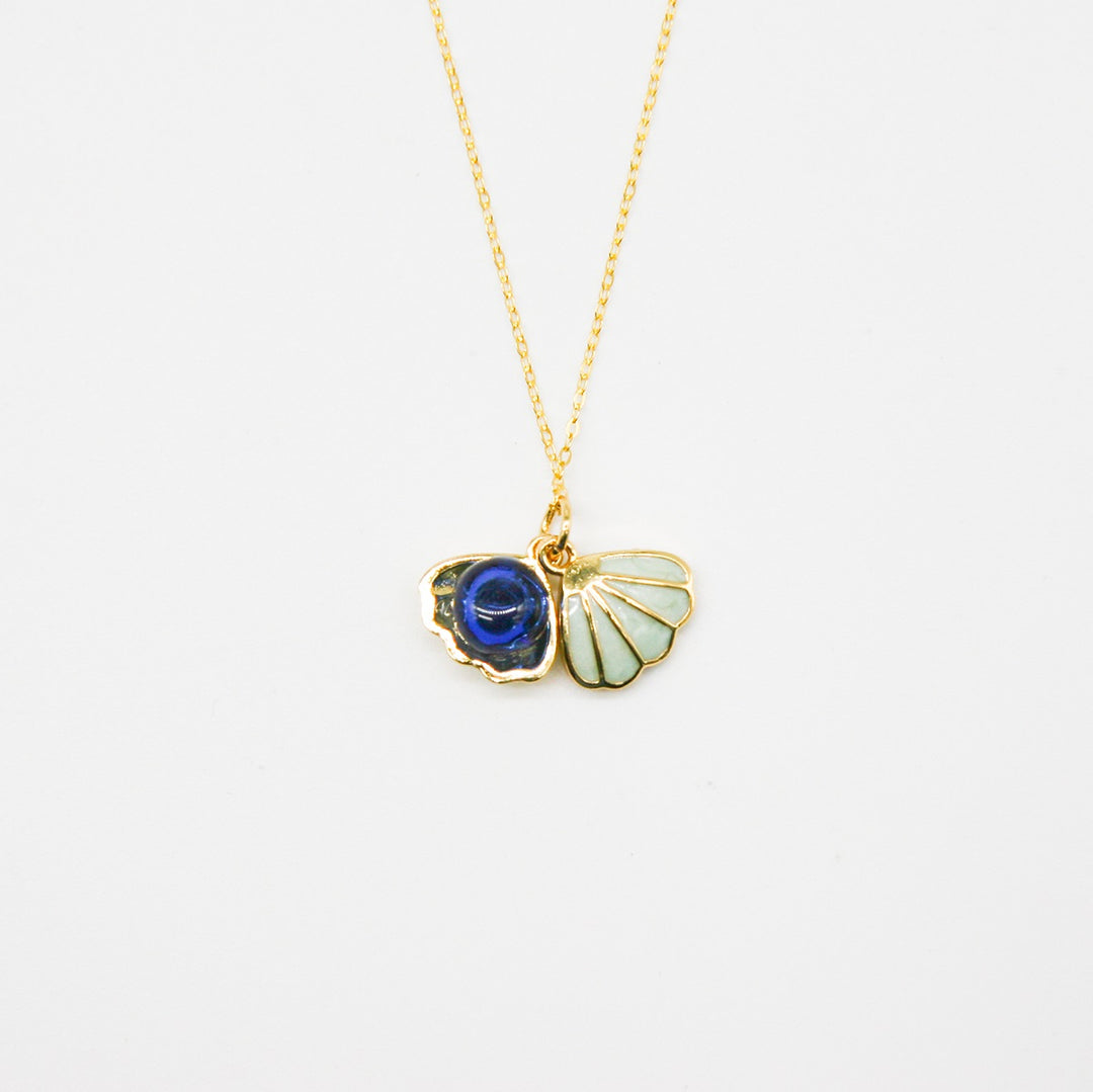 Gift Box - Aroma Necklace 925 Silver, Gold coated - Green Shell Ocean Depth (Dark Blue) + Purify Oil Blend โ image 2