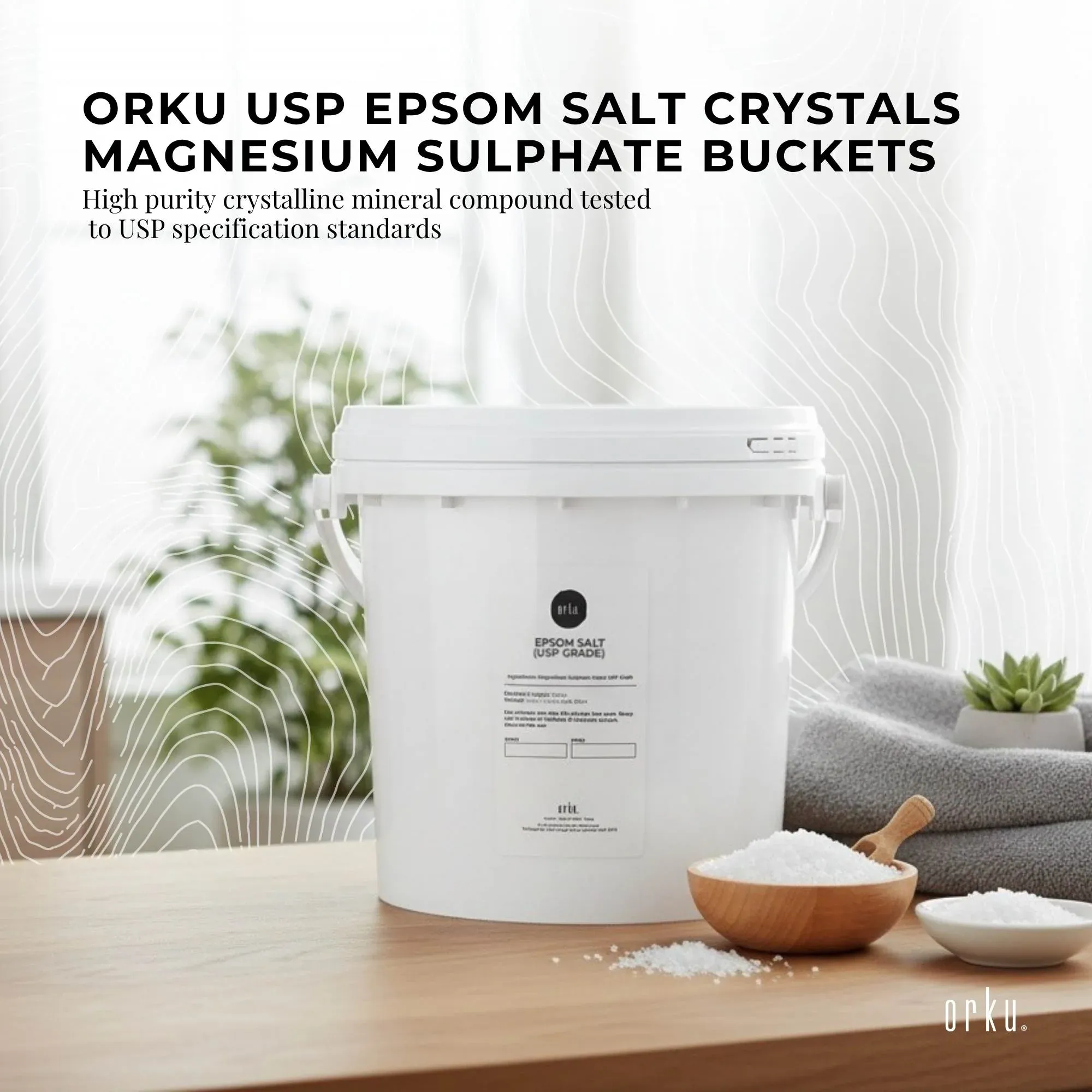 Orku 5Kg USP Epsom Salt Crystals Magnesium Sulphate Tub - Bath Soak Salts — image 2
