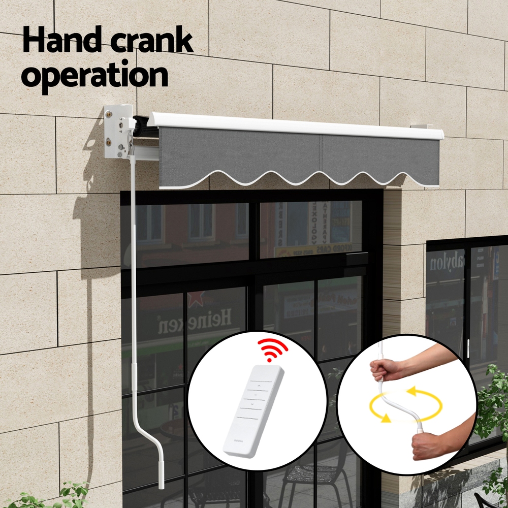 Instahut Retractable Folding Arm Awning Motorised Sunshade 2Mx1.5M Grey โ image 6