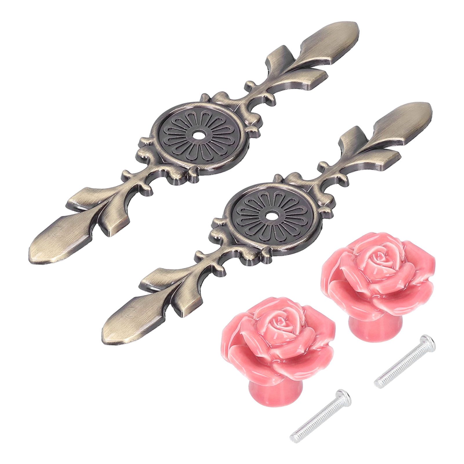 2Set Cabinet Knob Rose Flower Ceramic Pull Handle Closet Drawer Knob for Kitchen Furniture โ image 2