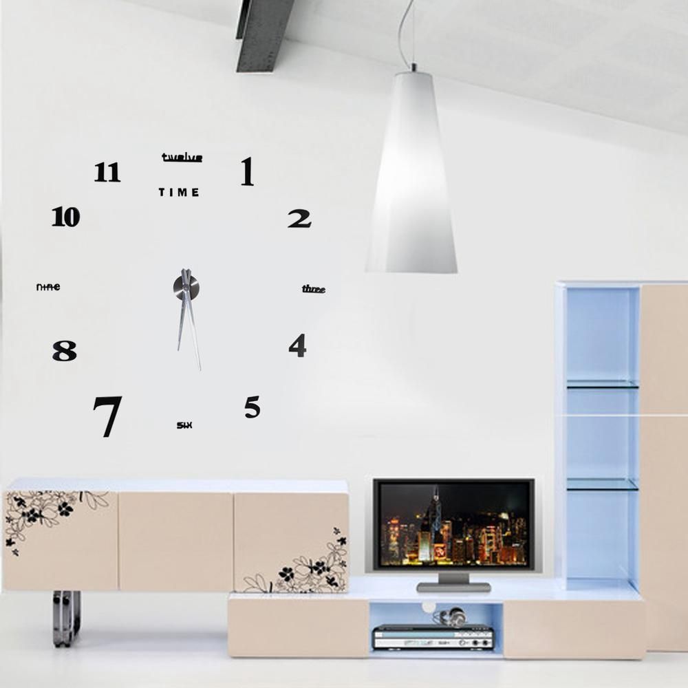 Modern DIY Large Wall Clock Kit 3D Mirror Surface Sticker for Home Office Room โ image 2