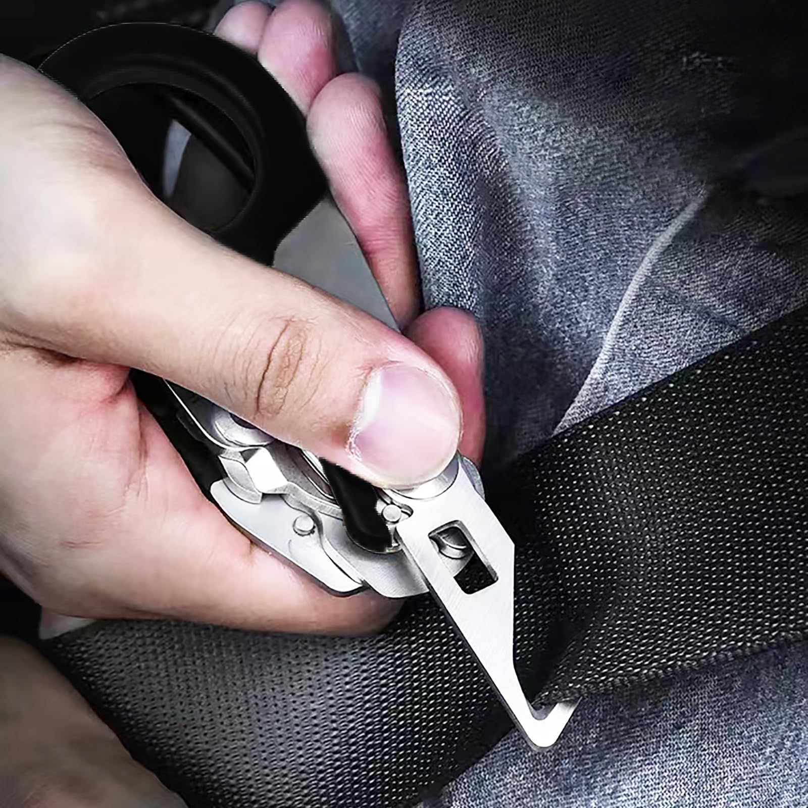 Emergency Response Shears, Stainless Steel Foldable Scissors Pliers, Outdoor Camping Rescue Scissors Tools (Black) โ image 4