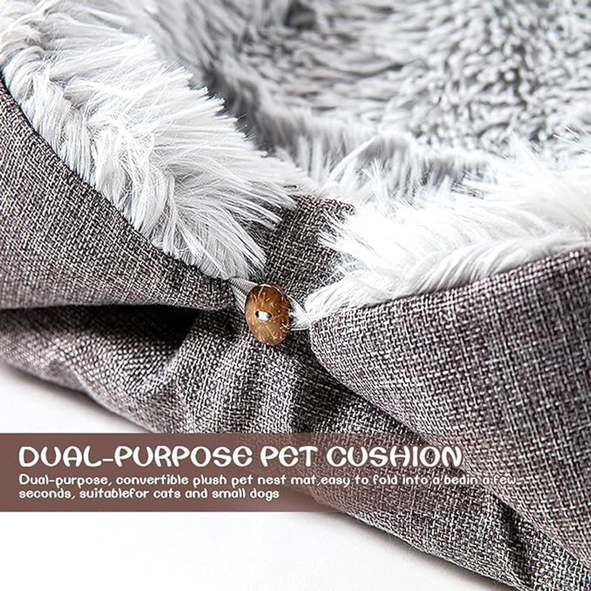 Winter Warm Pet Bed, Washable Cat Bed and Mat (2-in-1), A cozy sleeping place for cats and dogs, Thickened, 60 × 50 cm, Grey — image 3