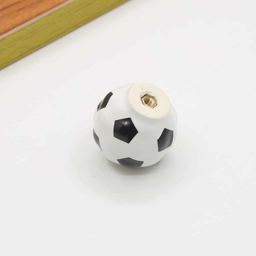 Heavy Ceramic Soccer knobs Football Knobs, 4 Packs Ball Sports Party Theme Children and Baby Home Decor Drawer Knobs — image 5